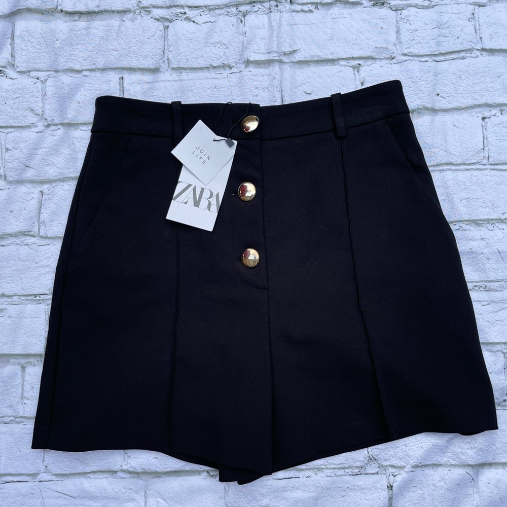 ZARA Black Shorts with gold buttons